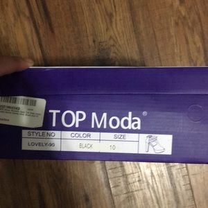 Top Moda heels. Black suede. Never worn. Size 10.